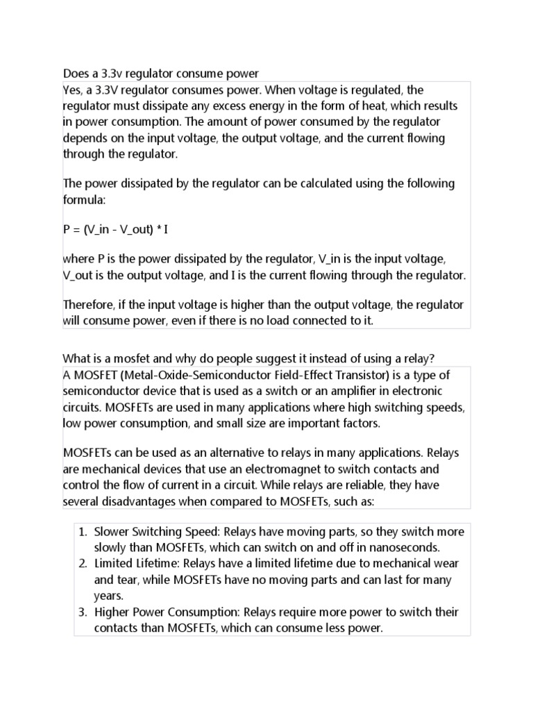 Circuitry Power Consumption PDF Mosfet Power Supply