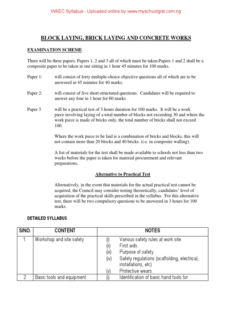 Bricklaying and Blocklaying Exam Guide | PDF | Concrete | Brick