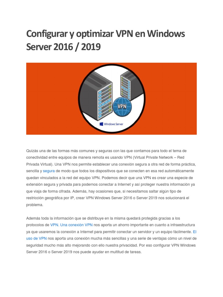Configurar VPN en Windows Server 2016/19 | PDF | Red privada virtual ...