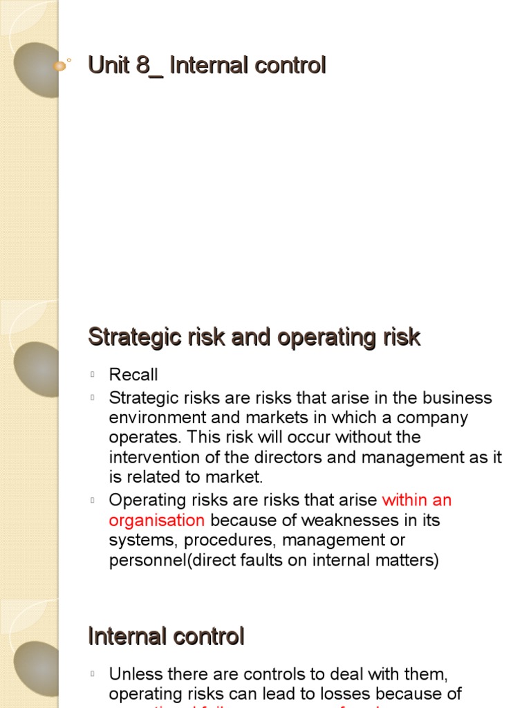Unit 8 - Int. Cont | PDF | Internal Control | Internal Audit
