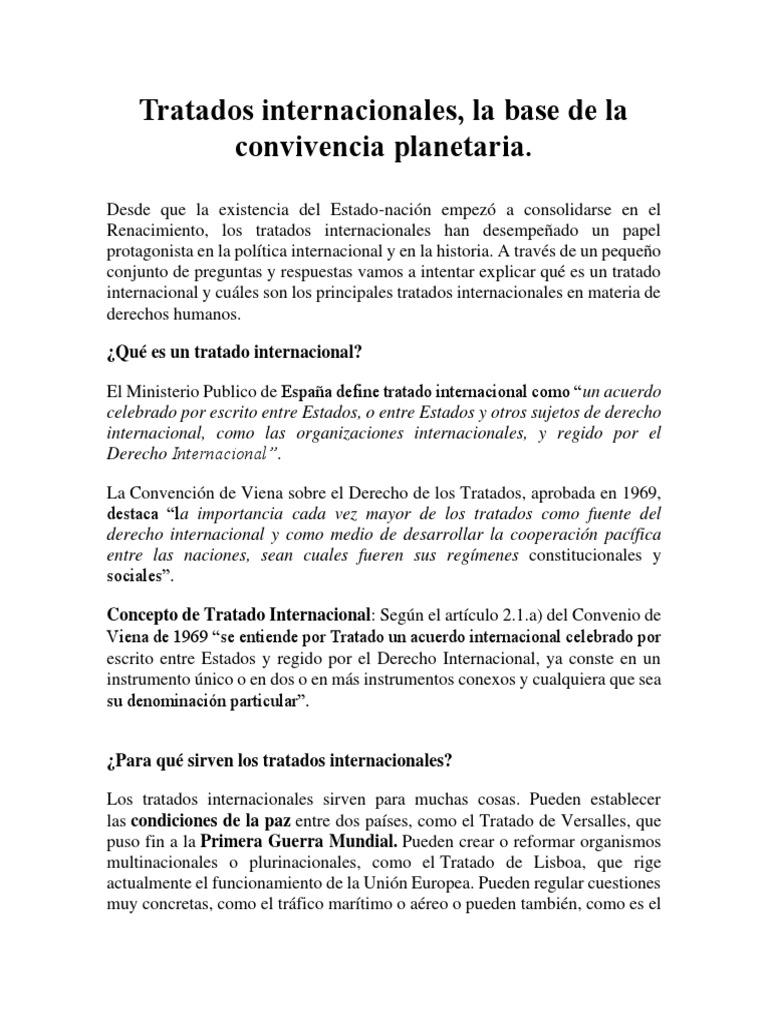 Tratados Internacionales 1 | PDF | Tratado | Convenio europeo de ...