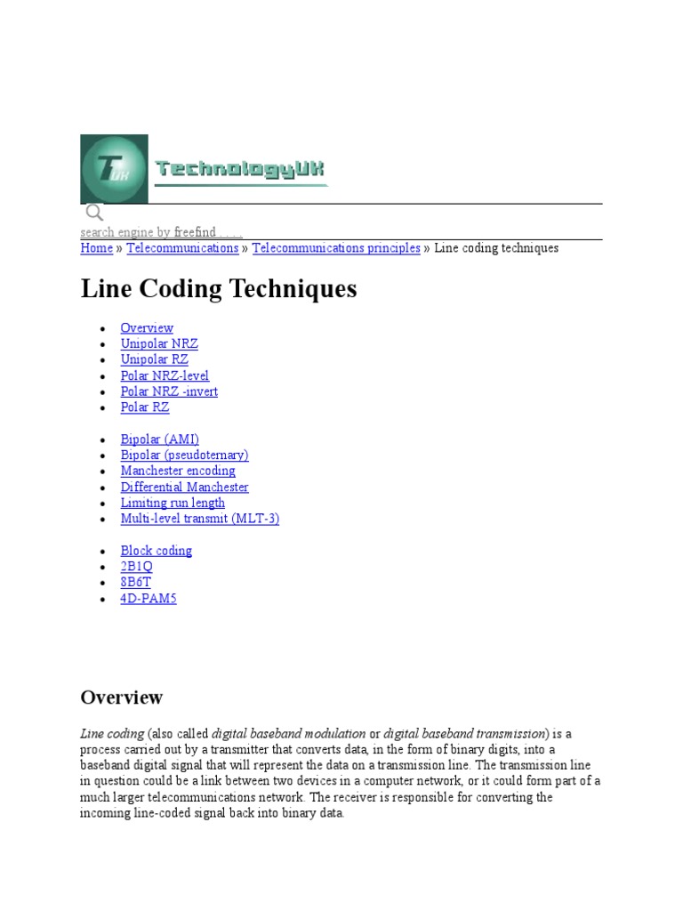 Line coding techniques 2023 | PDF | Computer Science | Encodings