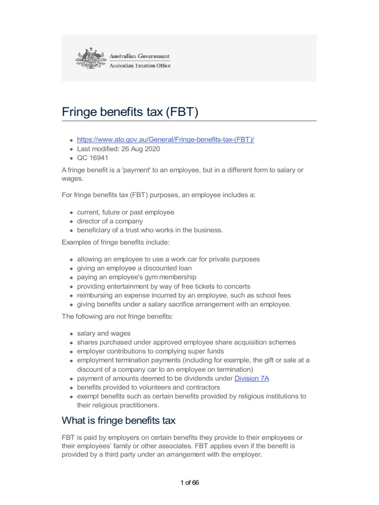 Understanding Fringe Benefits Tax (FBT) | PDF | Employee Benefits | Lease