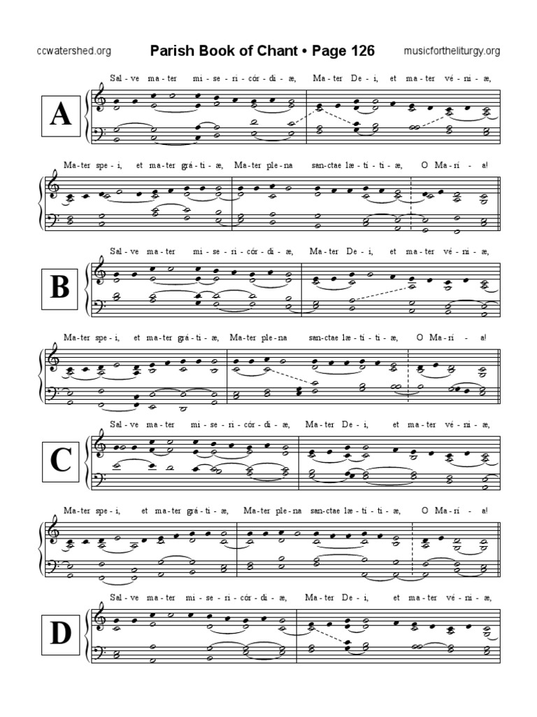 Salve Mater Misericordiae (CHANT MODE V) ORGAN Parish Book of Chant ...