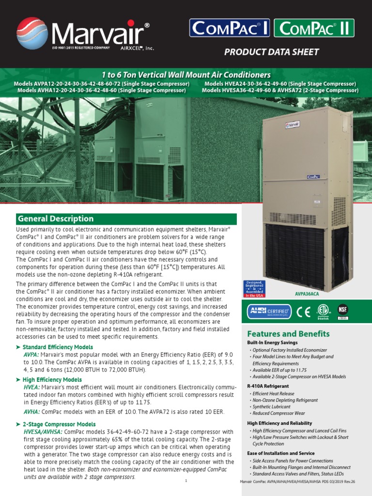 Marvair Compac Avpa Avha Hvea Hvesa Pds 03-27-19 Rev-26 | PDF | Air ...