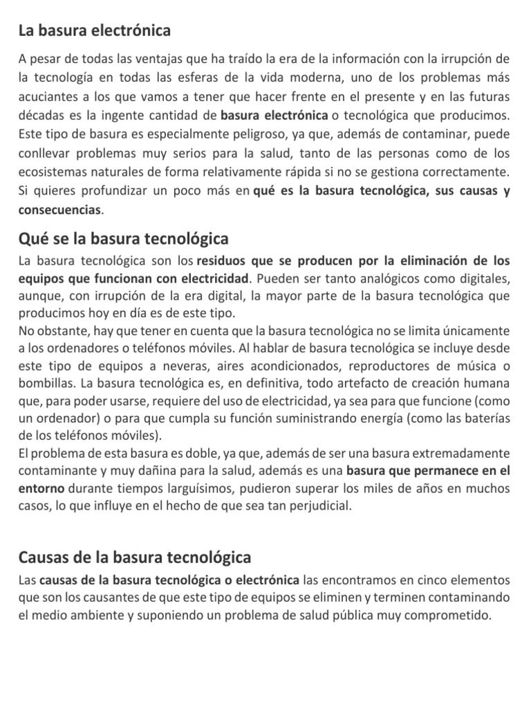 Causas de la Basura Electrónica | PDF | Residuos | Residuos electrónicos
