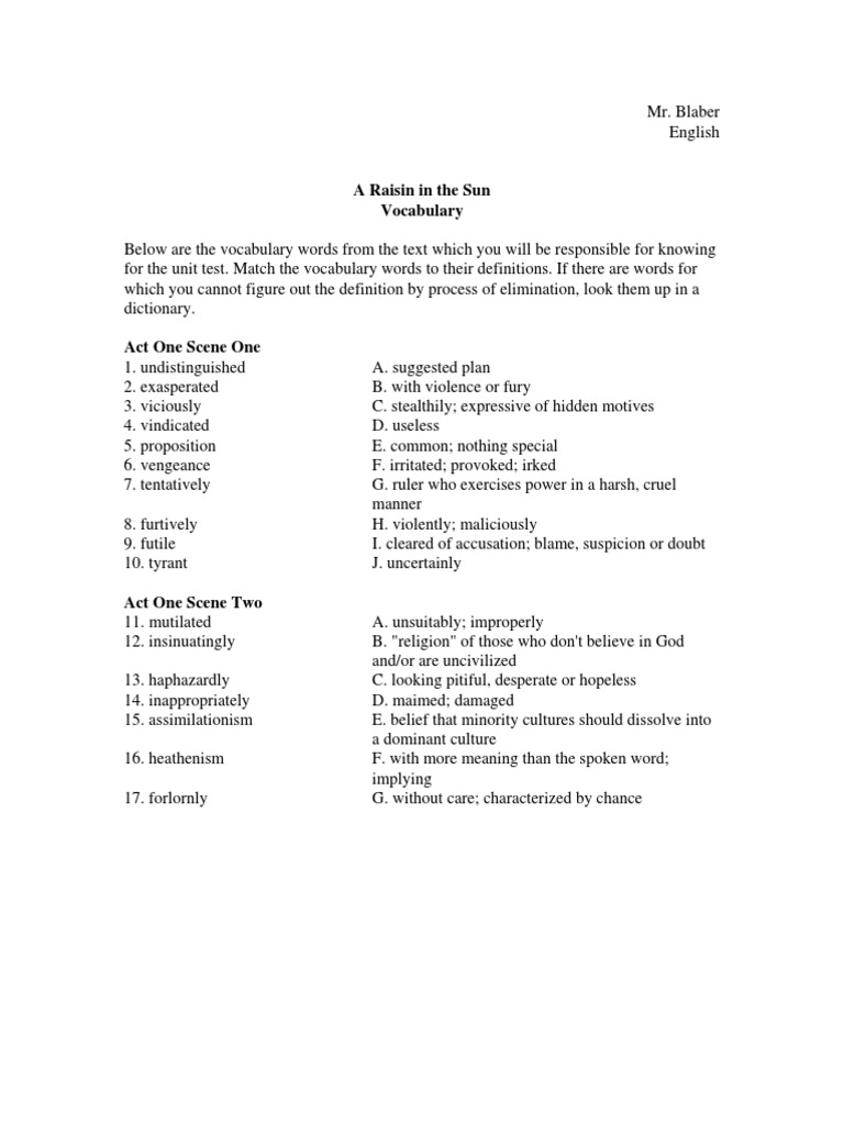 A_Raisin_in_the_Sun_Vocabulary PDF