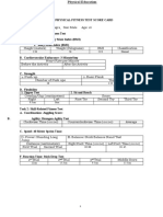 Physical Fitness Test Score Card