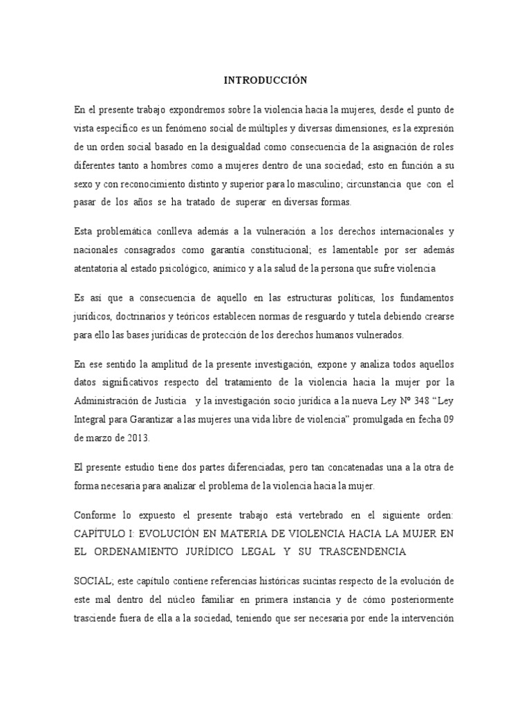 Análisis de la Ley 348 y Violencia de Género | PDF | La violencia ...