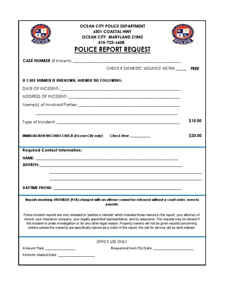 Police Report Request PDF