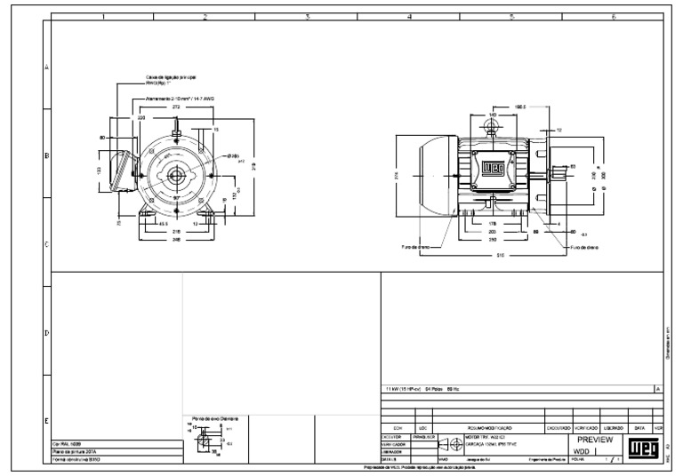 Motor Weg 15CV Trifasico B35D Desenho | PDF