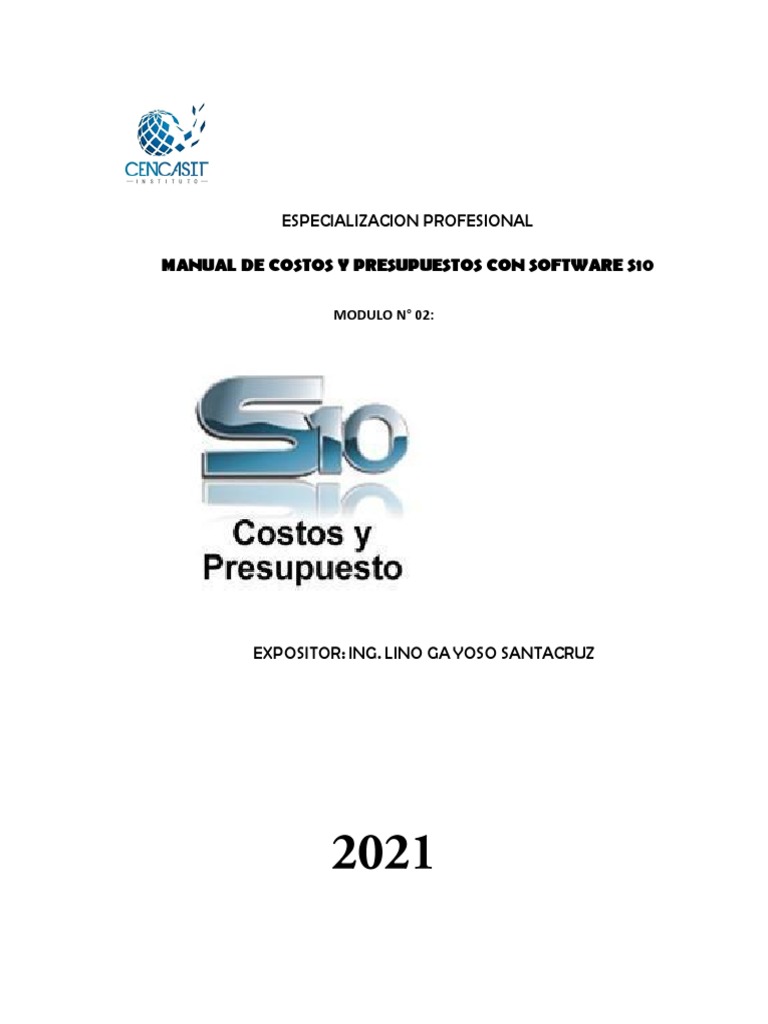 Manual de Costos y Presupuestos S10 | PDF | Presupuesto | Ventana ...