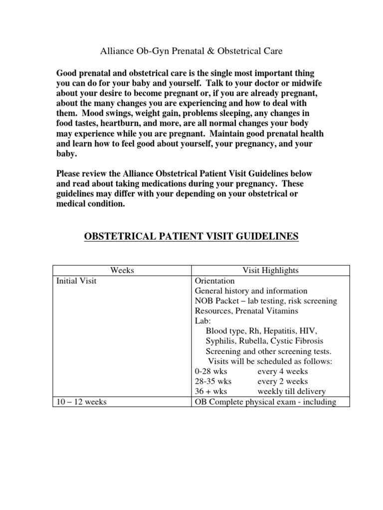 Alliance Obgyn Prenatal Obstetrical Care Download Free PDF