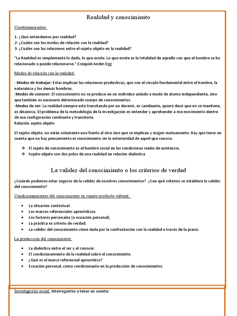 Realidad y Conocimiento | PDF | Science | Conocimiento