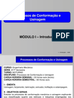 Processos de Conformação e Usinagem - Introdução - 2020