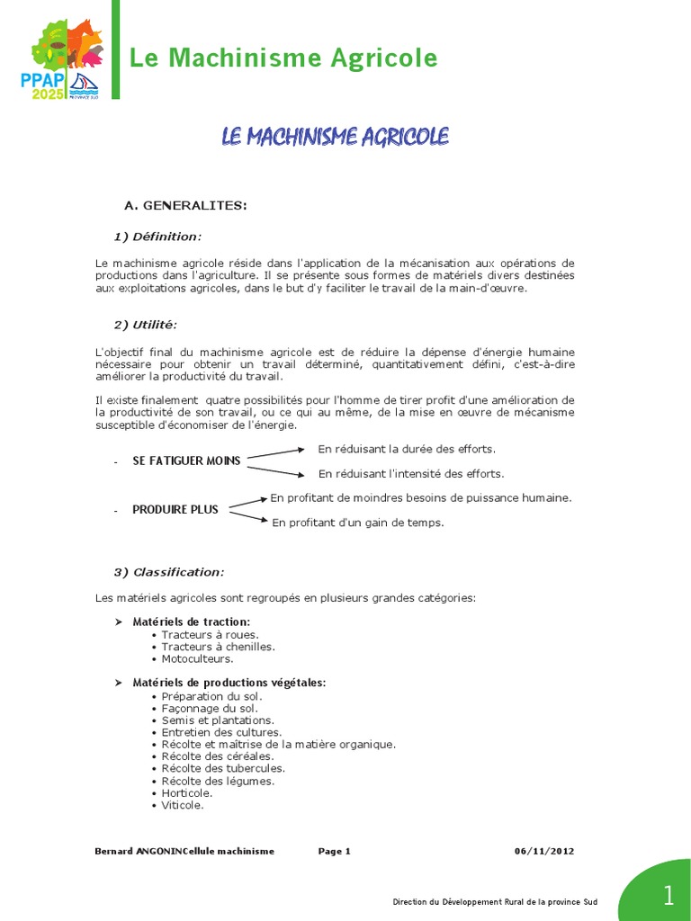 Introduction au Machinisme Agricole | PDF | Machinisme agricole ...