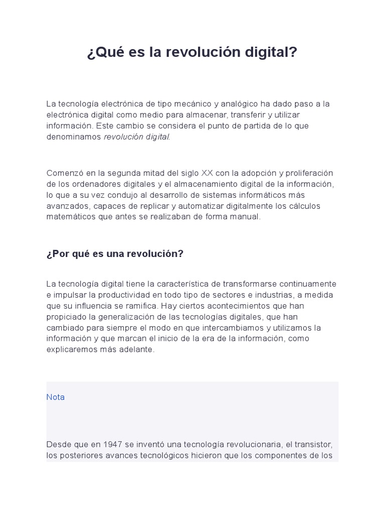 ¿Qué Es La Revolución Digital | PDF | Hardware de la computadora | Internet