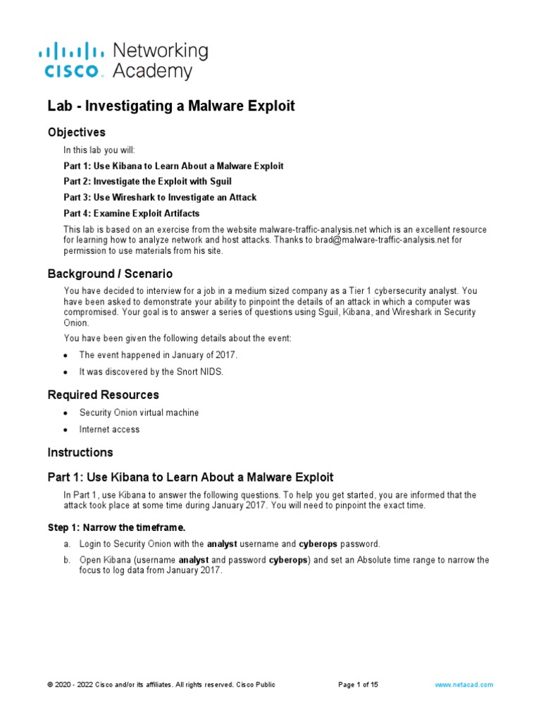Malware Exploit Investigation Lab | PDF | Hypertext Transfer Protocol ...