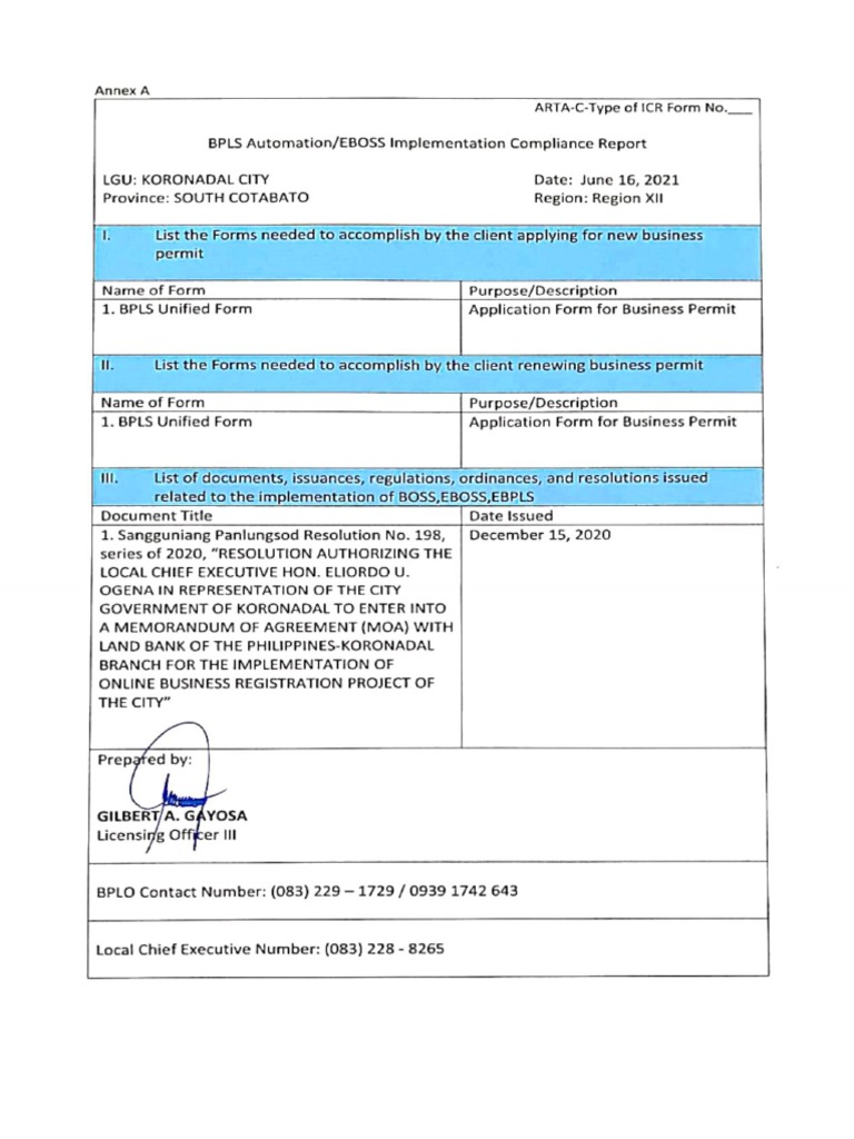 BPLS Automation Eboss Implementation Compliance Report | PDF