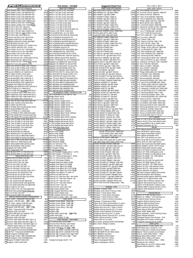 Pcx Price List Usb Flash Drive Computer Hardware Free 30day