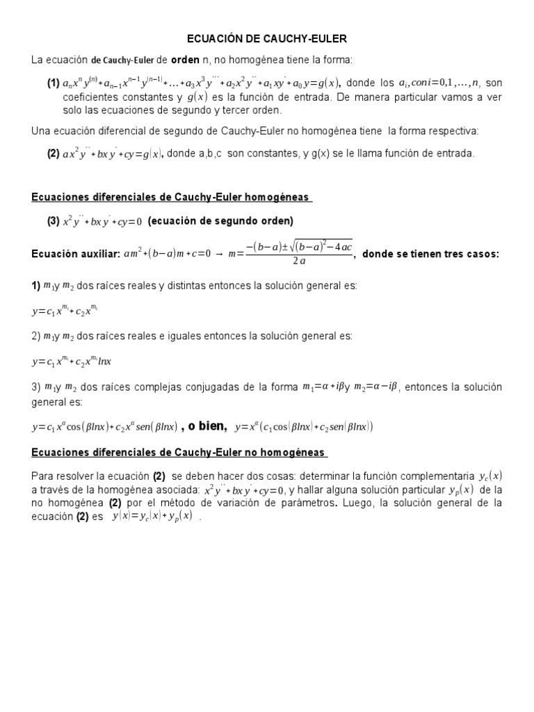 Ecuaci n de cauchy euler pdf
