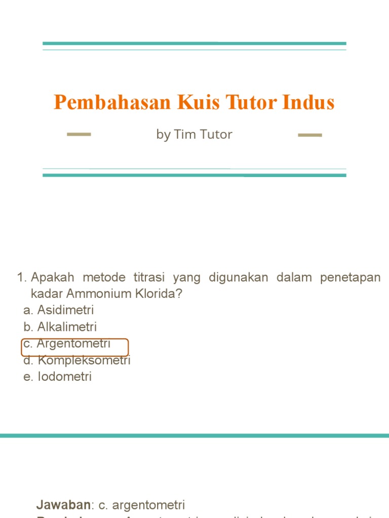 Kuis Tutor Indus: Metode Analisis Farmasi | PDF | Metode & Bahan Ajar ...