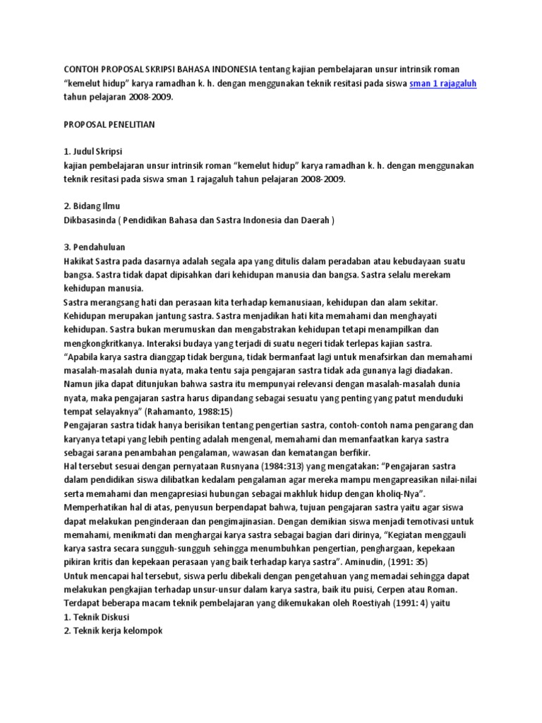 CONTOH PROPOSAL SKRIPSI BAHASA INDONESIA Tentang Kajian