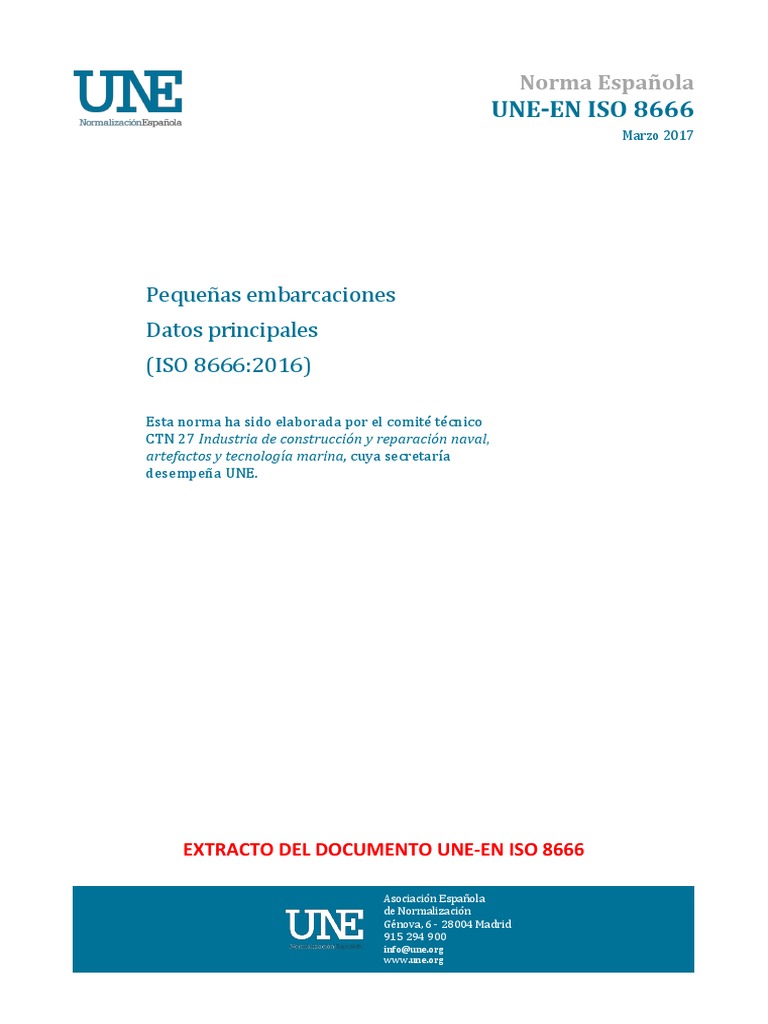 Norma UNE-EN ISO 8666:2017 Embarcaciones | PDF | Organización ...