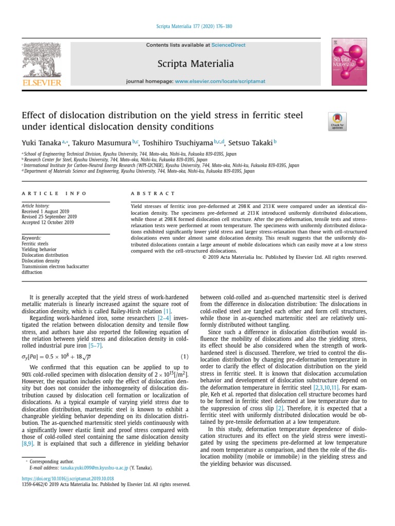Effect of Dislocation Distribution On The Yield Stress in Ferritic ...