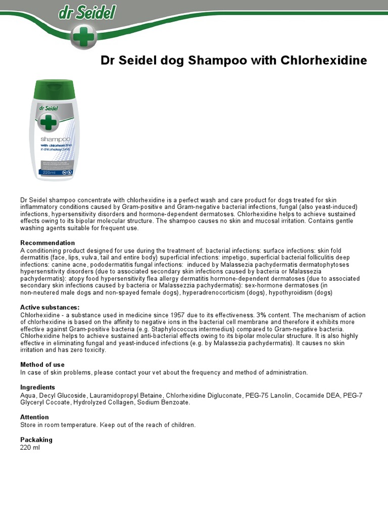 DR Seidel Dog Shampoo With Chlorhexidine PDF