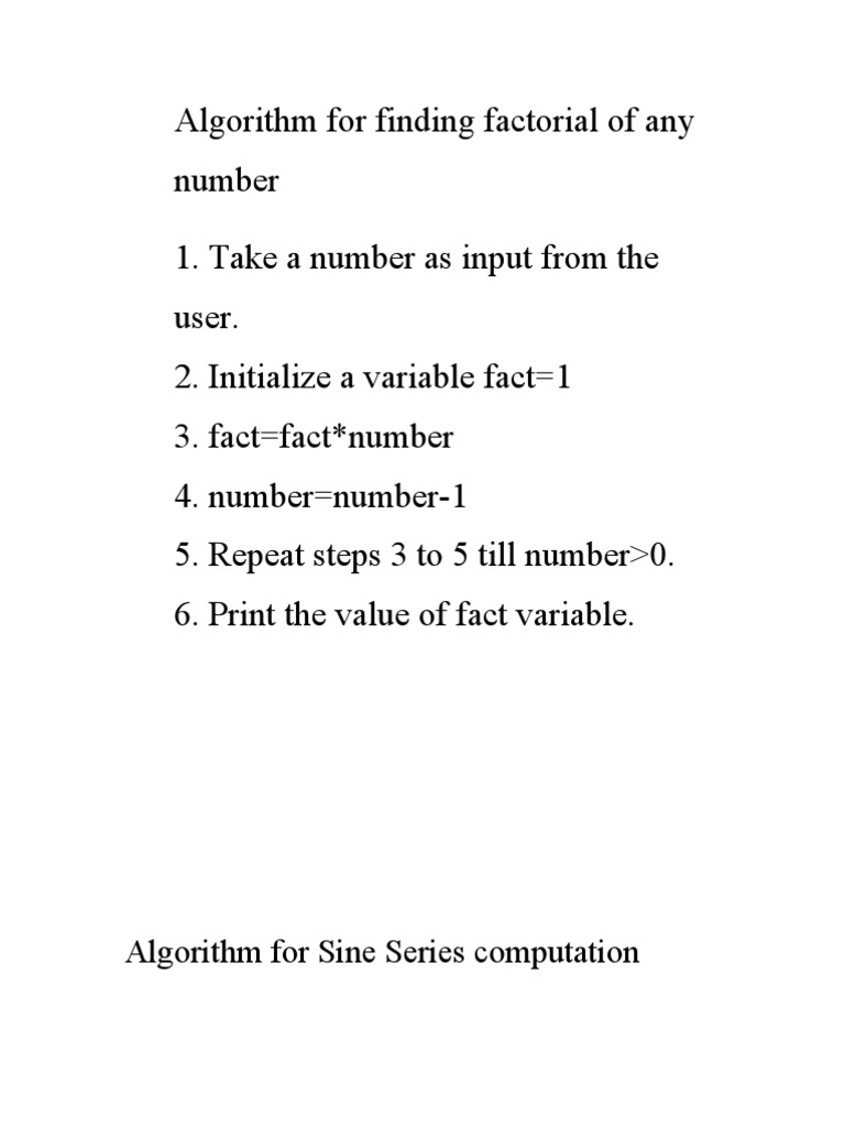 Algorithm Fact Sine Summation