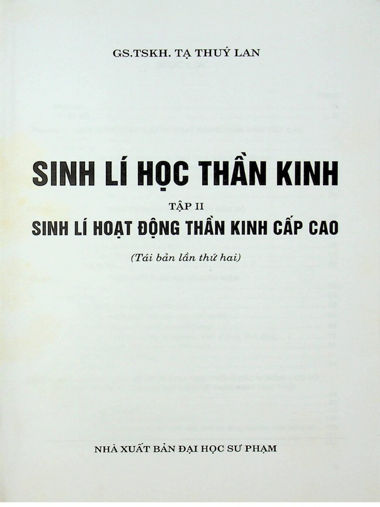 Sinh Lí Học Thần Kinh - Tạ Thúy Lan - Tập 2 | PDF