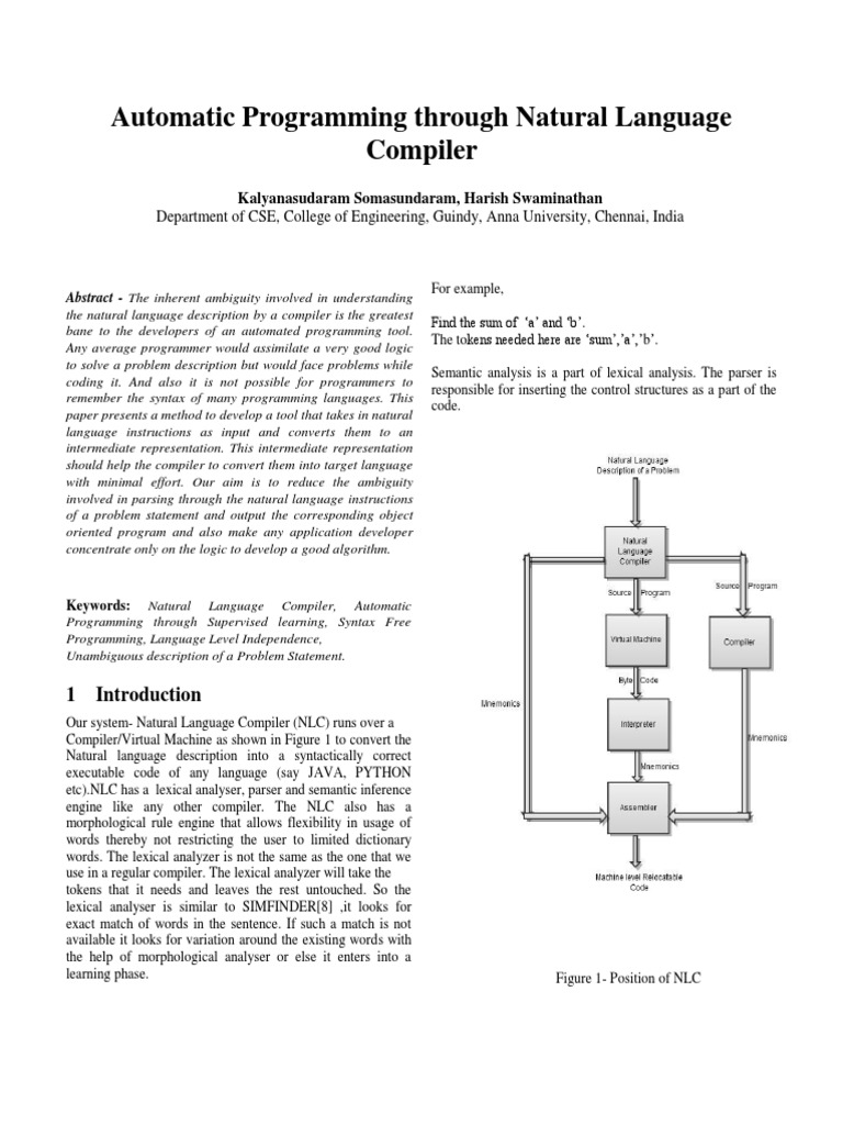 Automatic Programming Through Natural Language Compiler PDF Parsing