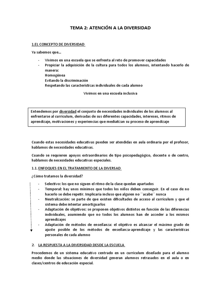 Atención a la Diversidad Educativa | PDF | Plan de estudios | Aprendizaje