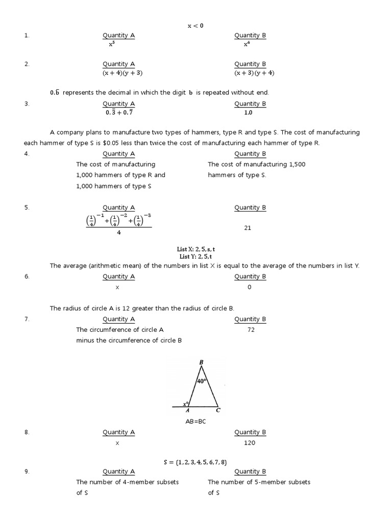 Official - GRE - Practice Test 2 | PDF | Mathematics | Elementary ...