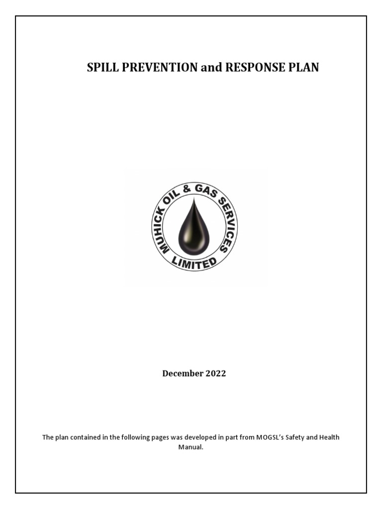 MOGSL SPILL PREVENTION and RESPONSE PLAN For CONSTRUCTION SITES PDF