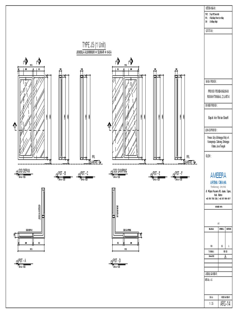 TYPE J5 (1 Unit) : Jendela Aluminium + Slimar + Kaca | PDF