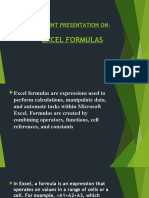 Power Point Presentation On-: Excel Formulas