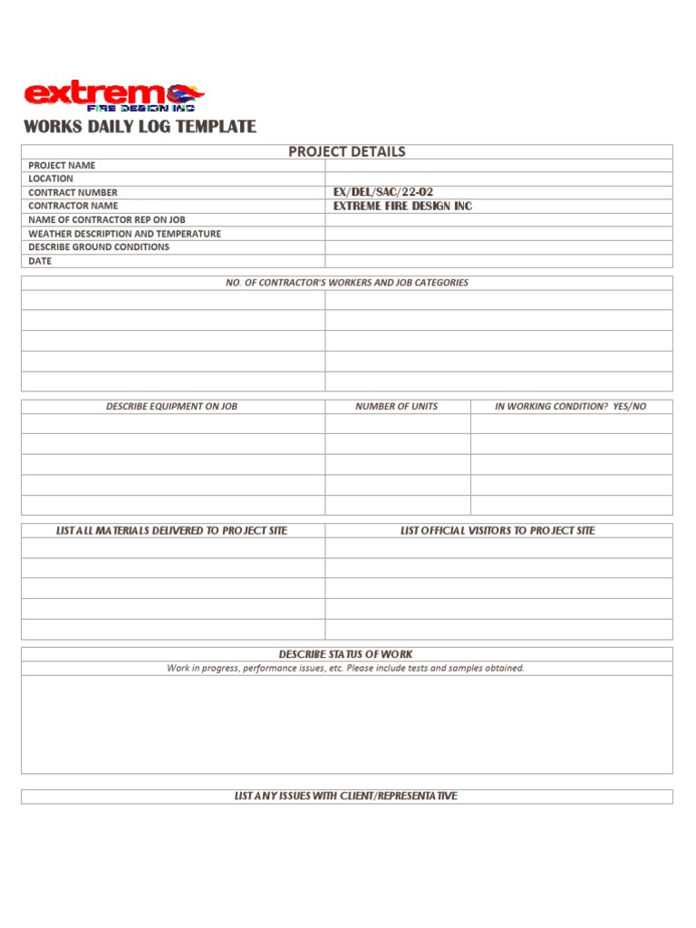 Works Daily Log Template | PDF