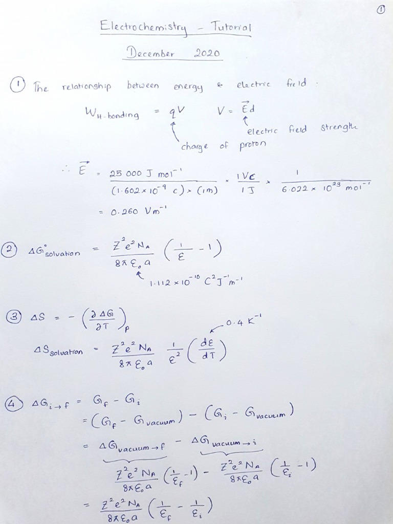 Electrochemistry Tutorial Answers PDF