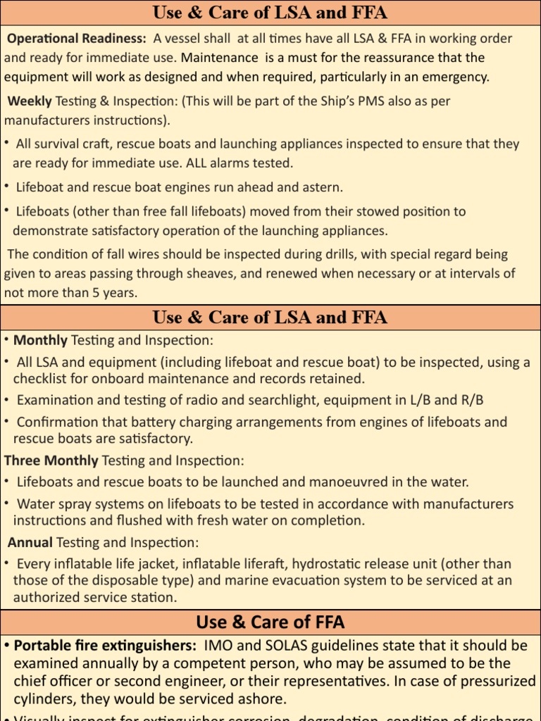 LSA & FFA Maintenance Guidelines | PDF | Manufactured Goods | Equipment