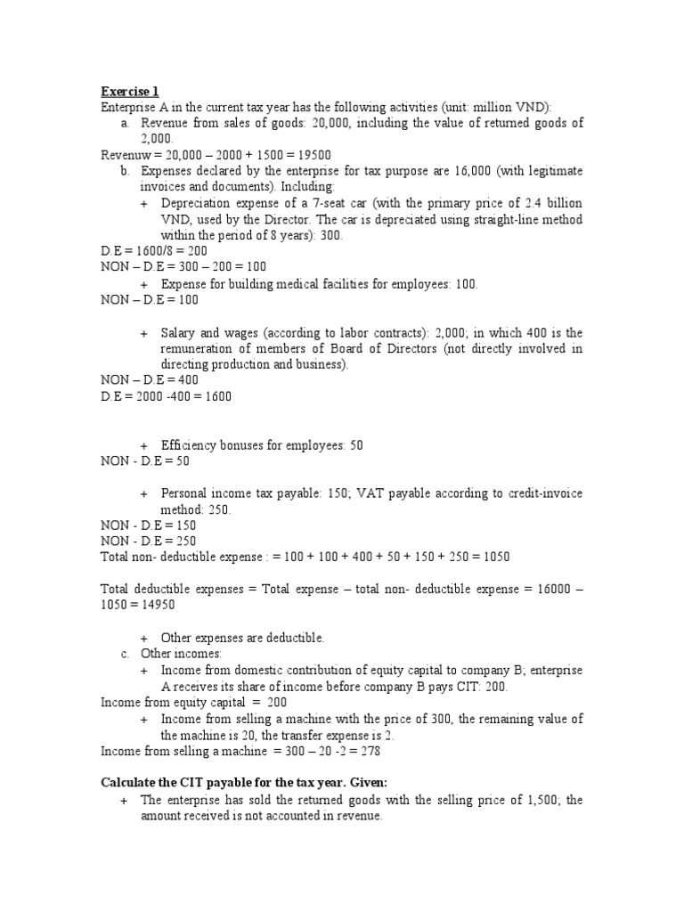 Calculating Corporate Income Tax (CIT) | PDF | Expense | Taxes
