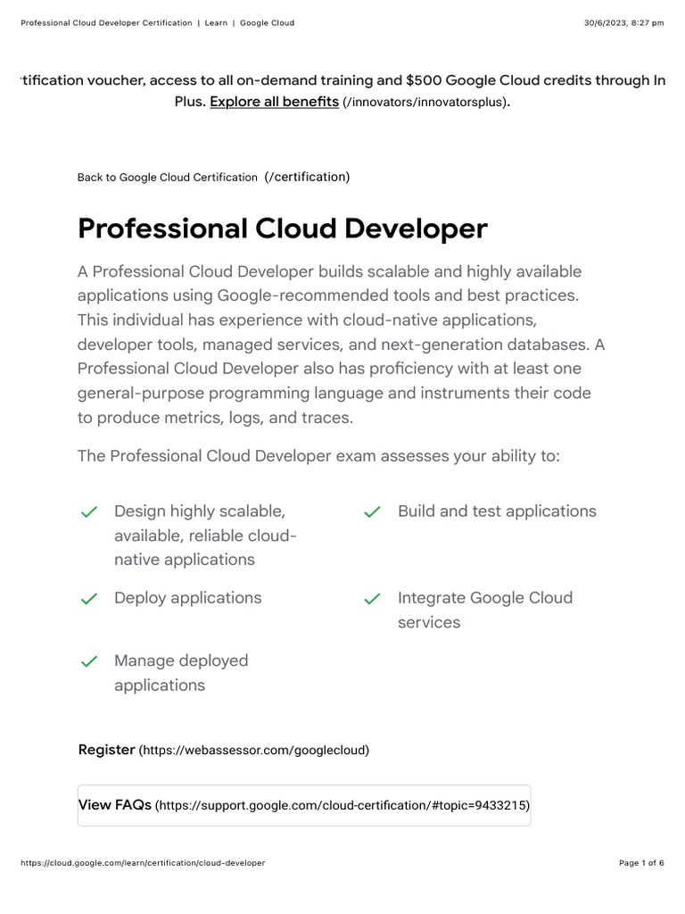 Professional Cloud Developer Exam Guide | PDF | Cloud Computing | Computing