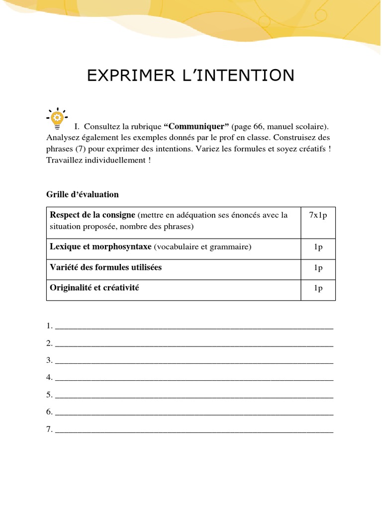 Exprimer des Intentions Créatives | PDF | Études des langues étrangères