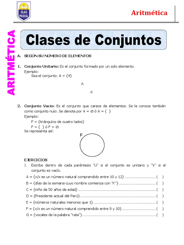 Clases de Conjuntos para Quinto de Primaria | PDF | Conjunto ...