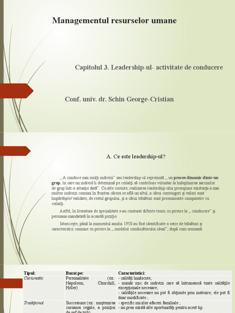Cursul 3 Leadership-Ul - Activitate de Conducere | PDF