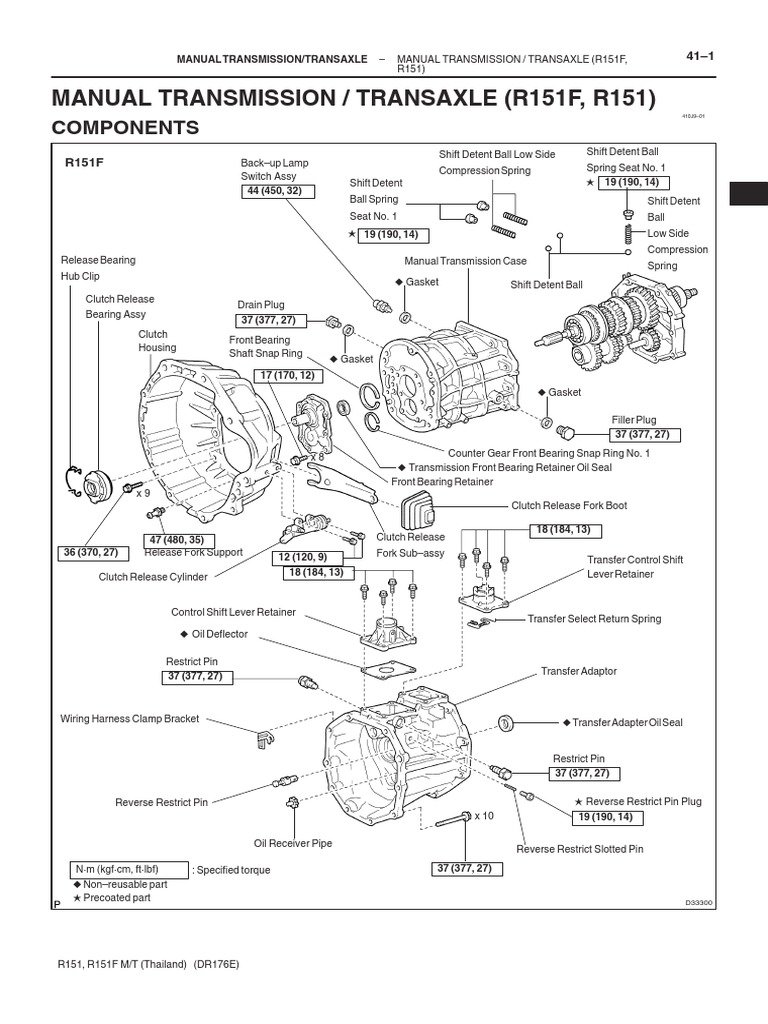 Manual Transmission / Transaxle (R151F, R151) Components PDF
