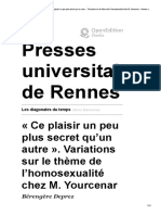 "Ce Plaisir Un Peu Plus Secret Qu'un Autre . Variations Sur Le Thème de L'homosexualité Chez M. Yourcenar