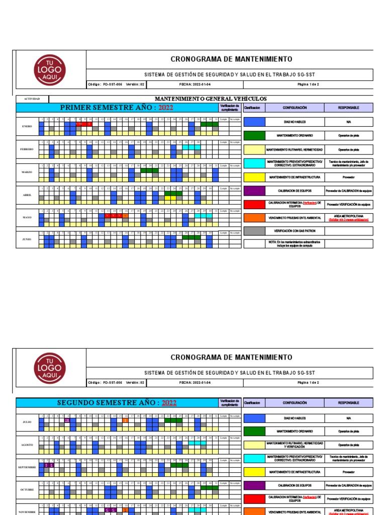 CRONOGRAMA DE MANTENIMIENTOS PDF