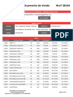 Orçamento de Venda Nroº 28144: Empresa: Prestige W.W Comercio, Importacao E Exp